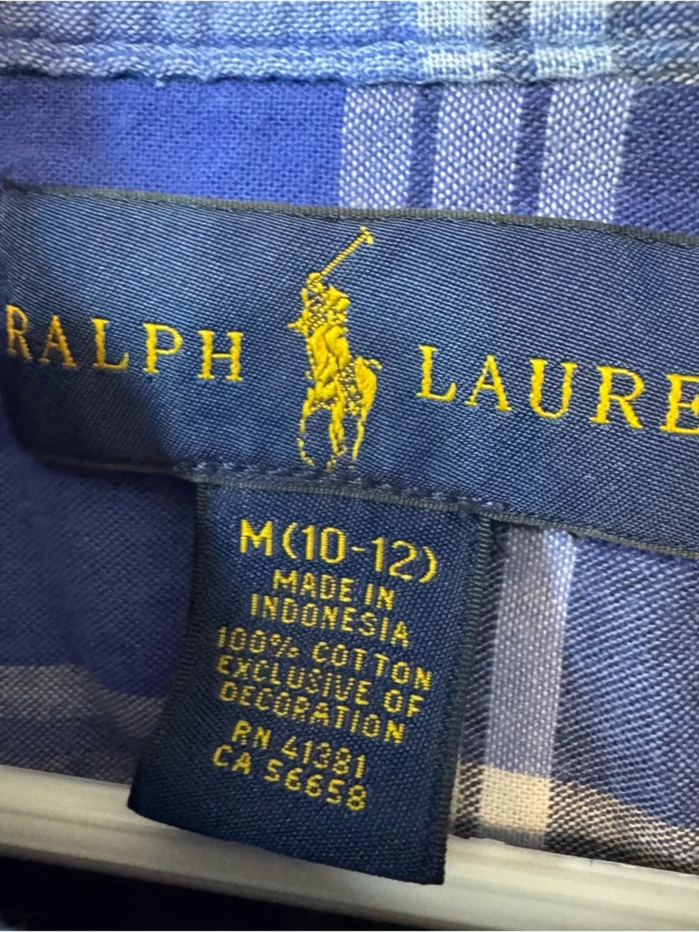 Ralph Lauren Boys Blue Plaid Button Down Shirt, Size M (10-12)